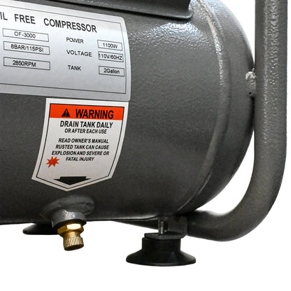 Oil Free Air Compressor, Quiet Low Noise Portable Air Compressor with Tank, 110V High Pressure Pneumatic Pump for Garage, Workshop, Woodworking, Tire Inflation image 5