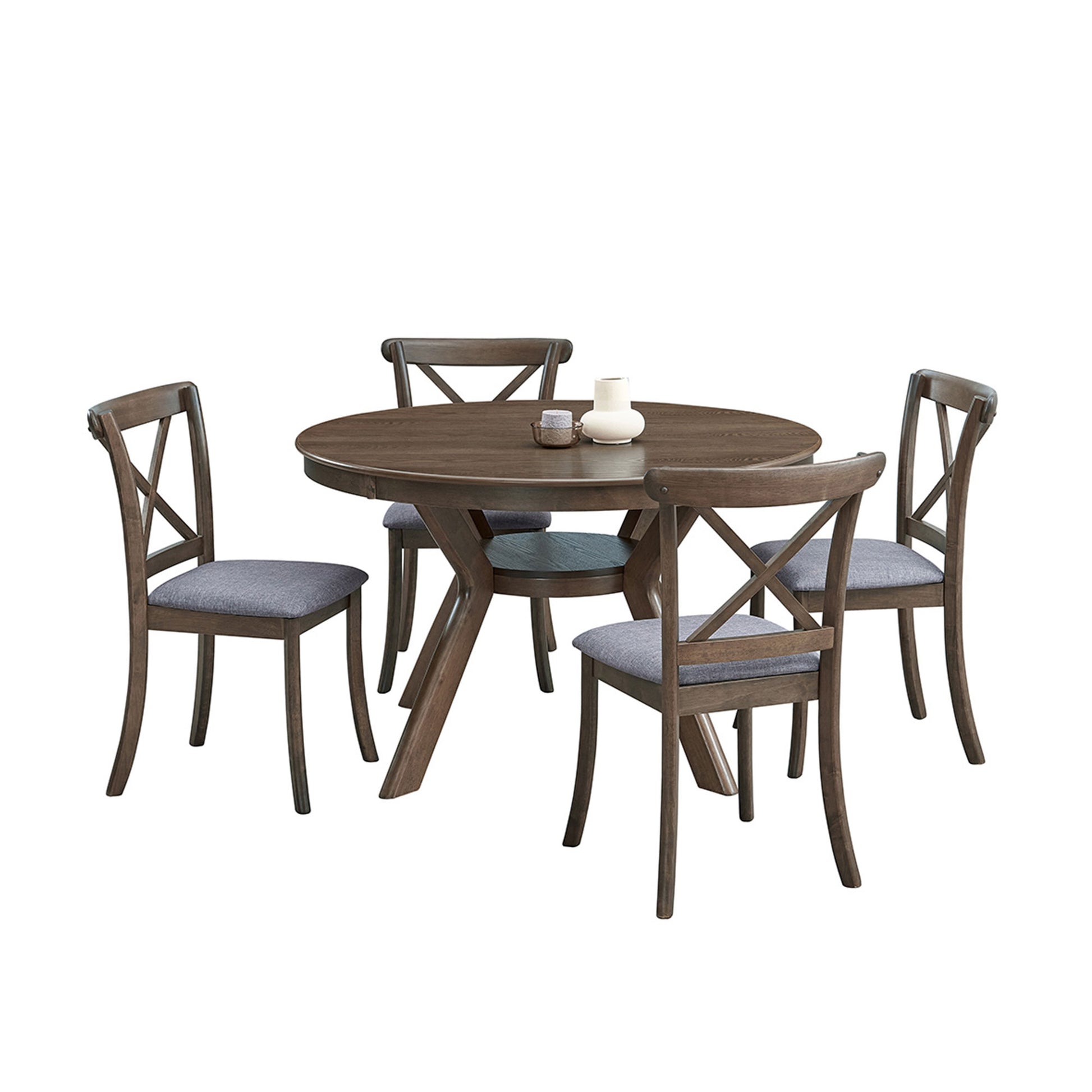 47.24''Round Rubber Wood Dining Table for 4-6 with Wooden Trestle Pedestal Base,Modern Kitchen Wooden Table Dinner Table for Dining Room, Living Room,Oak(1Table) image 6