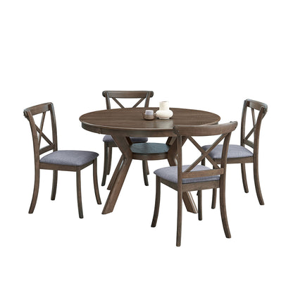 47.24''Round Rubber Wood Dining Table for 4-6 with Wooden Trestle Pedestal Base,Modern Kitchen Wooden Table Dinner Table for Dining Room, Living Room,Oak(1Table) image 6