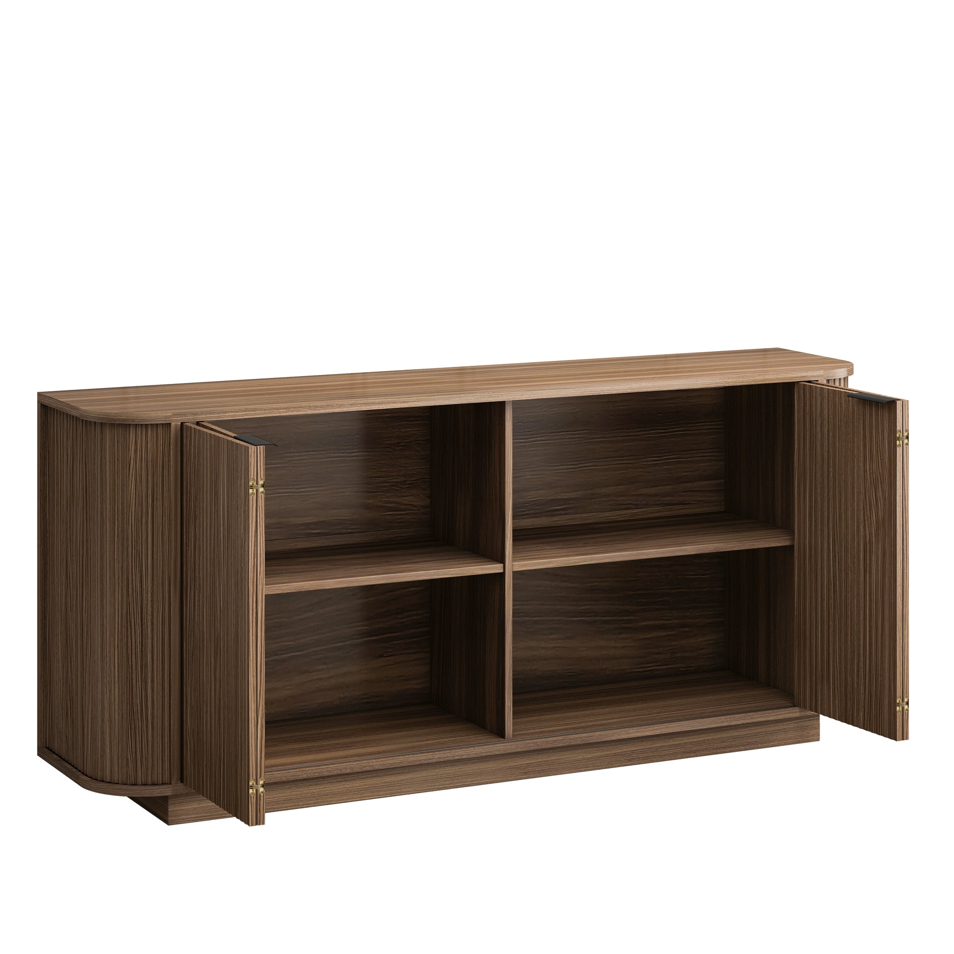 63"Wavy Storage Sideboard, Double-Door Buffet Cabinet with Adjustable Shelves, Suitable for Kitchen, Living Room, Hallway - Versatile Storage (Brown) image 10