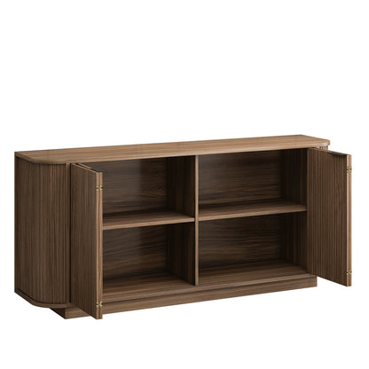 63"Wavy Storage Sideboard, Double-Door Buffet Cabinet with Adjustable Shelves, Suitable for Kitchen, Living Room, Hallway - Versatile Storage (Brown) image 10