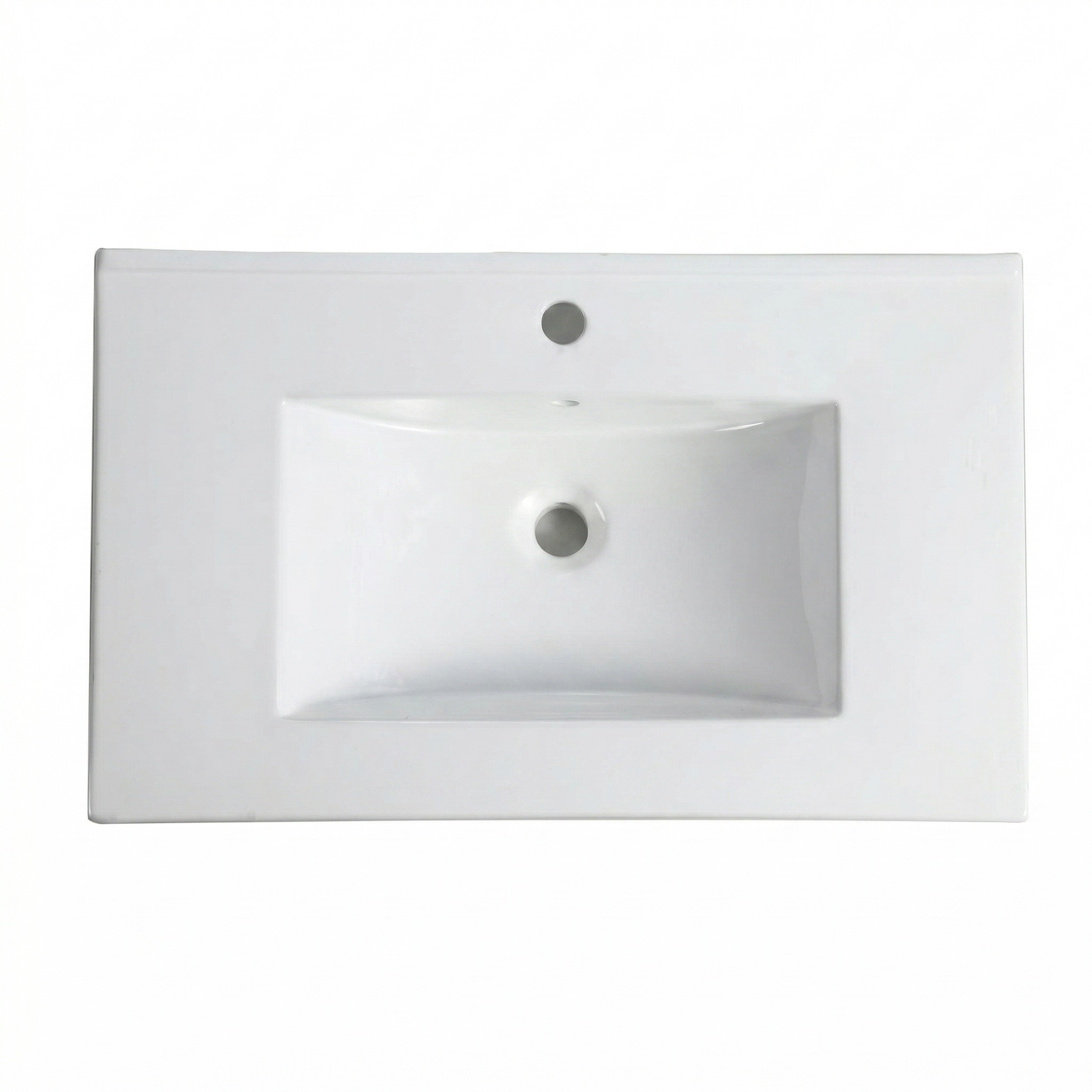 30Inch*18.5Inch Ceramic Bathroom Vanity Sink Top with Single Hole, Drop in Bathroom Vessel Sink Bowl Rectangle, Glossy White image 2