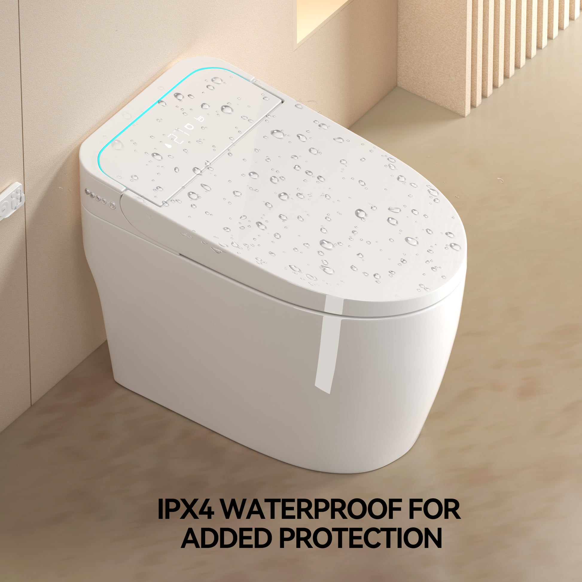Unique Smart Toile, One Piece Toilet with Bidet Built In,Intelligent Toilet Auto Open/Close Seat. Bidet toilet with Dryer and Warm Water.WHITE image 5