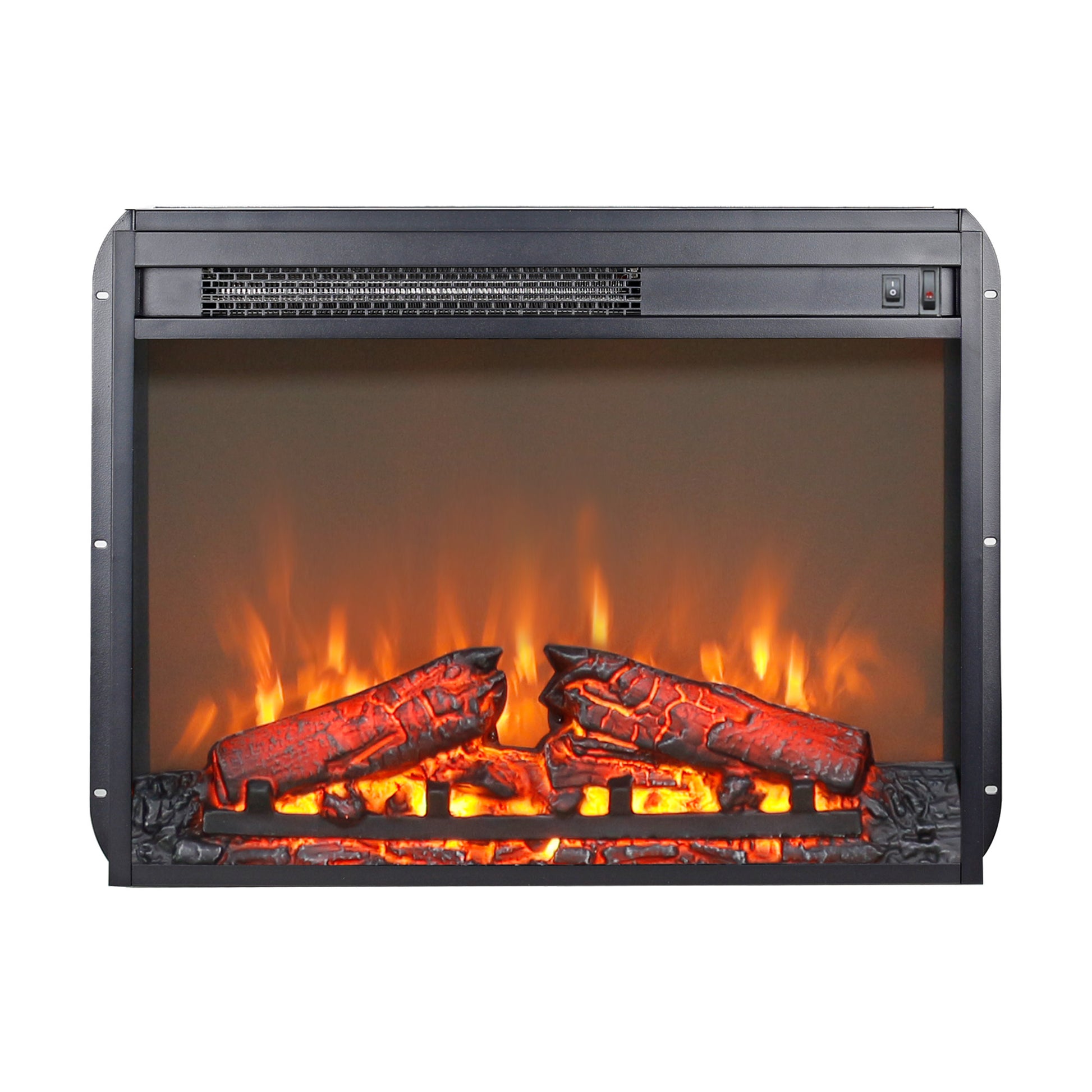 23 inch electric fireplace insert heater with log set & realistic flame, overheating protection without control image 1