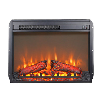 23 inch electric fireplace insert heater with log set & realistic flame, overheating protection without control image 1