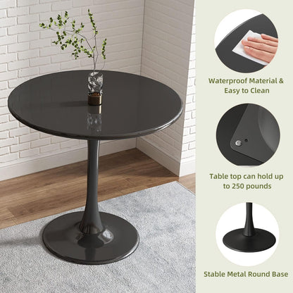 Modern Round Dining Table, ∅31.5'' Kitchen Dining Room Furniture, Coffee Table, Leisure Table, Living Room Table, Dining Table, Kitchen Table, Oval Dining Table (BLACK) image 6