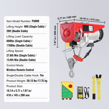 Electric Hoist Crane Winch 1760 lbs with 328 ft Wireless Remote Control image 9