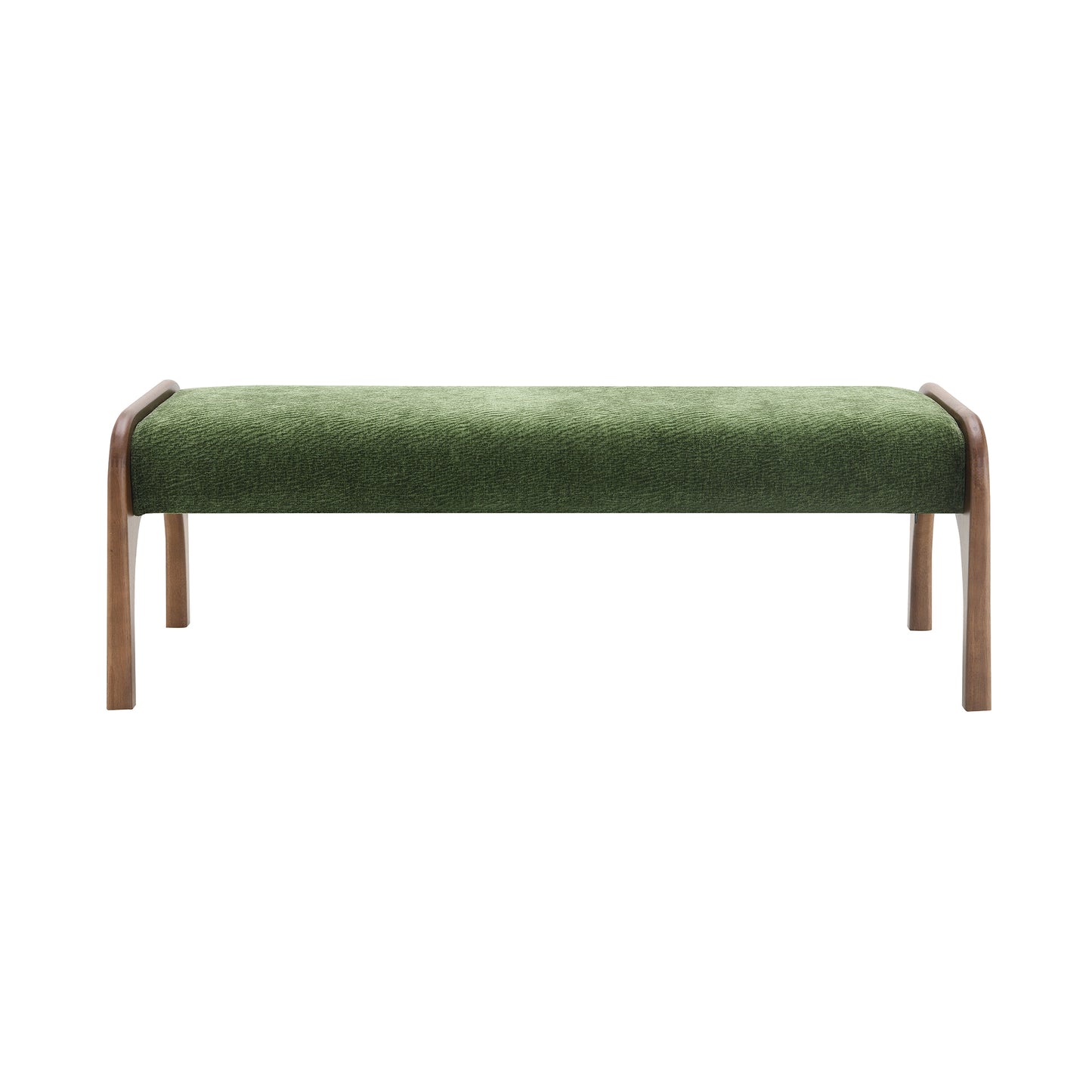 50.25 Inch Upholstered Long Bench, Modern Dining Bench with Soft Chenille Fabric &Rubber Wood Legs for Kitchen Table, Bedroom, Entryway,Chenille Green image 3