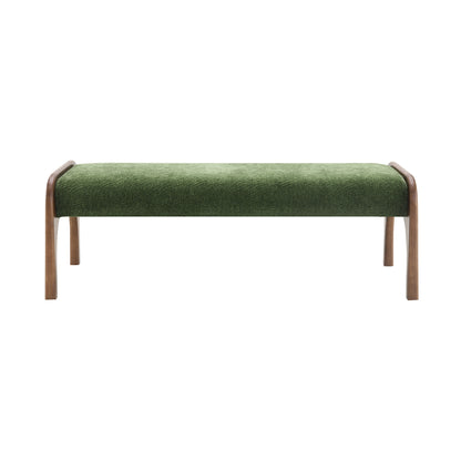 50.25 Inch Upholstered Long Bench, Modern Dining Bench with Soft Chenille Fabric &Rubber Wood Legs for Kitchen Table, Bedroom, Entryway,Chenille Green image 3