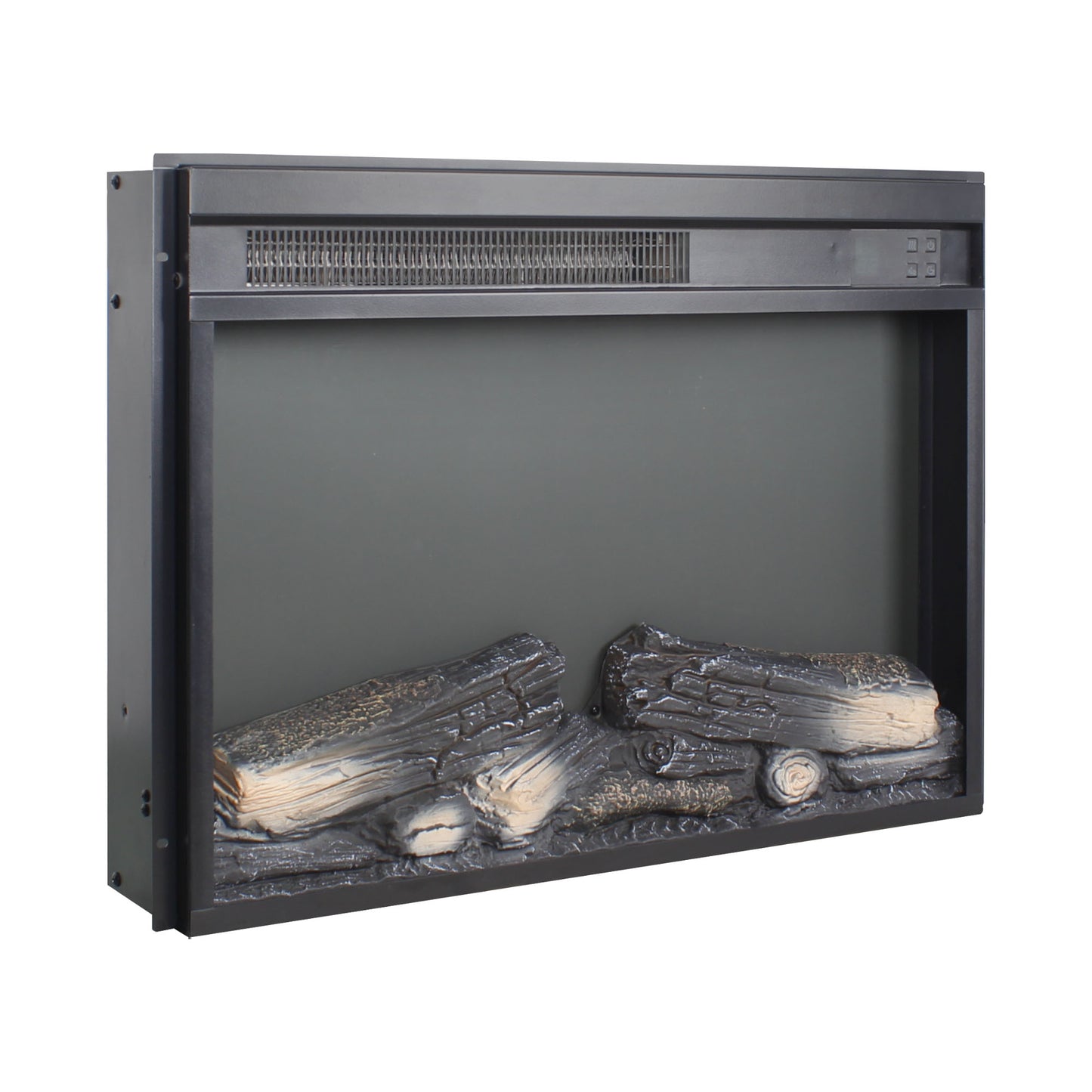 23 inch electric fireplace insert, ultra thin heater with log set & realistic flame, remote control with timer, overheating protection image 7