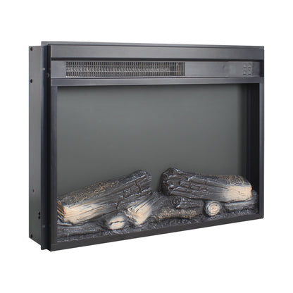 23 inch electric fireplace insert, ultra thin heater with log set & realistic flame, remote control with timer, overheating protection image 7