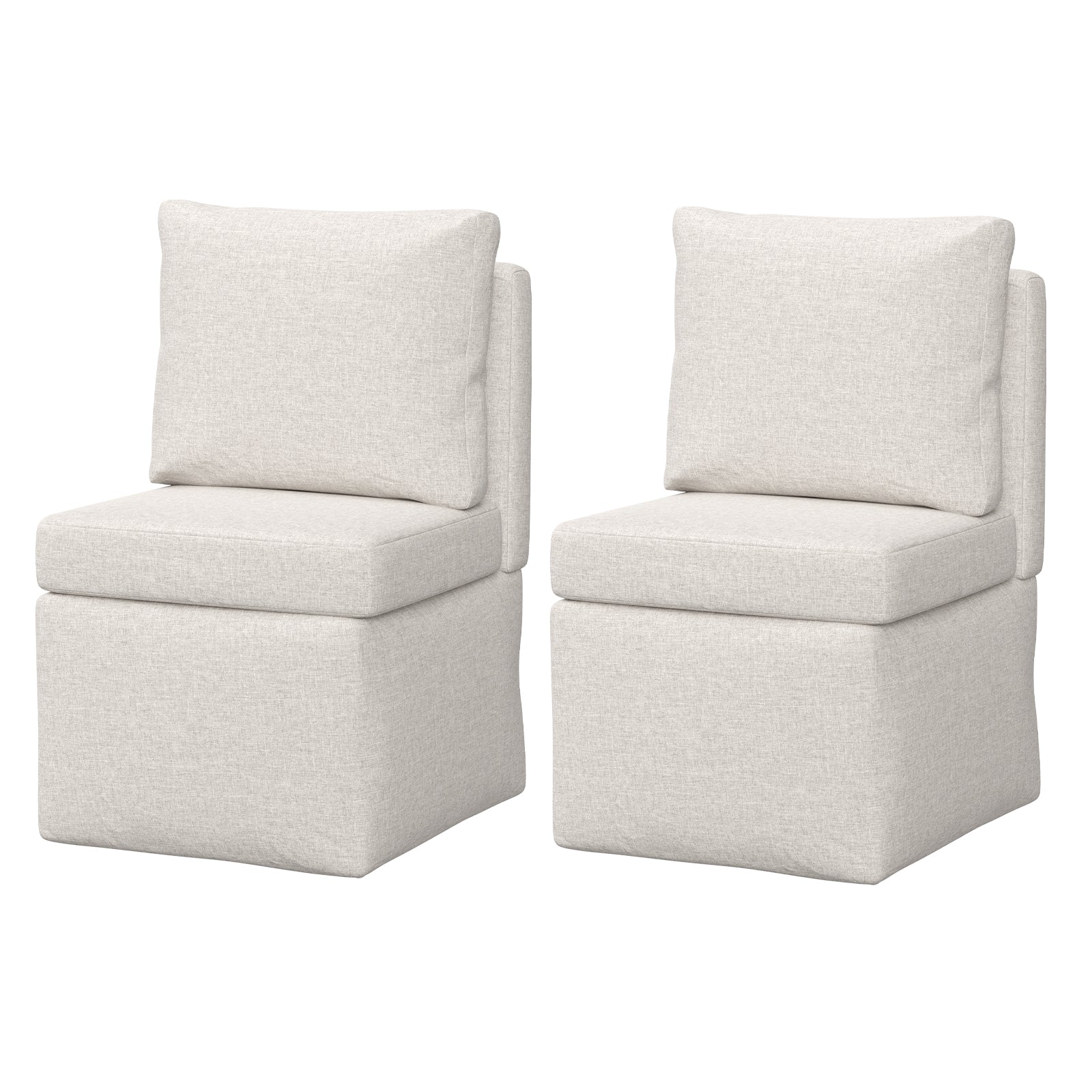 Armless Lounge Sofa Chair, Soft Corduroy Upholstered Accent Chair with High-Density Sponge Cushion, Comfy Single Sofa Seat for Living Room Bedroom, No Assembly Required image 3