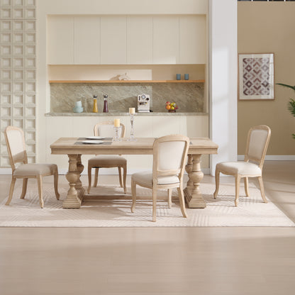 French Country Dining Chairs Set of 2, Upholstered Chairs with Fan-shaped Back, Wire drawing and carving techniques,Disassemblable, for Living Room, Kitchen, Restaurant Use, Beige image 10