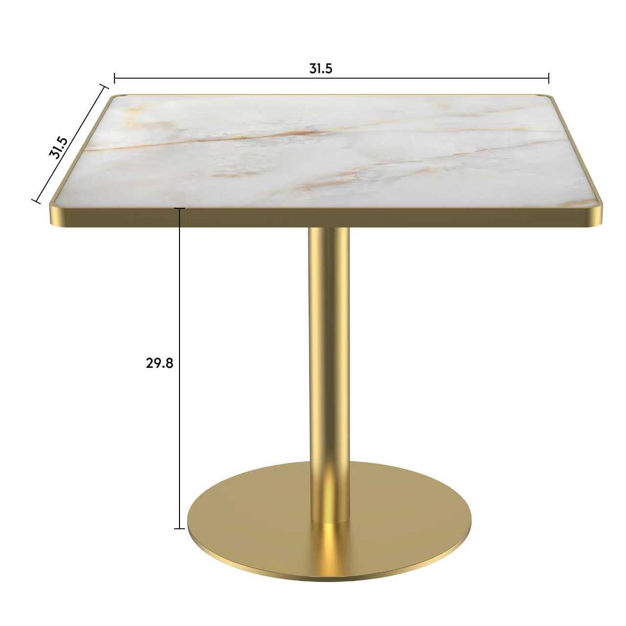 31.5" Square Modern Tulip Dining Table, Sintered Stone Tabletop with Luxury Faux Marble Print, Stainless Steel Bracket Base, Scratch & Wear Resistant, Waterproof Surface, Ideal for Indoor & Outdoor Us image 2