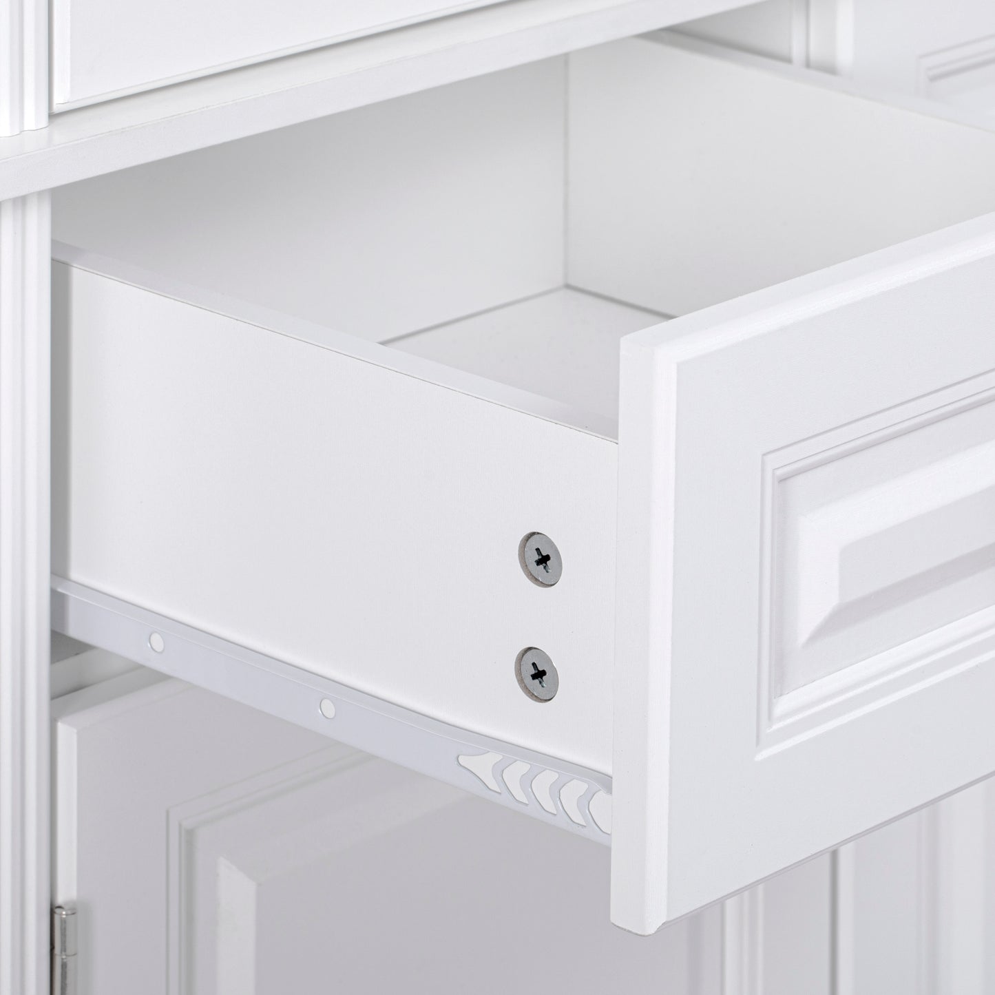 K&K 71" Tall Kitchen Pantry Cabinet with 3 Pull Out Cabinet Organizers, Farmhouse Embossed Texture Storage Cabinet with 6 Door Shelves, 2 Drawers, Freestanding Cupboard for Kitchen, Dining Room White image 8