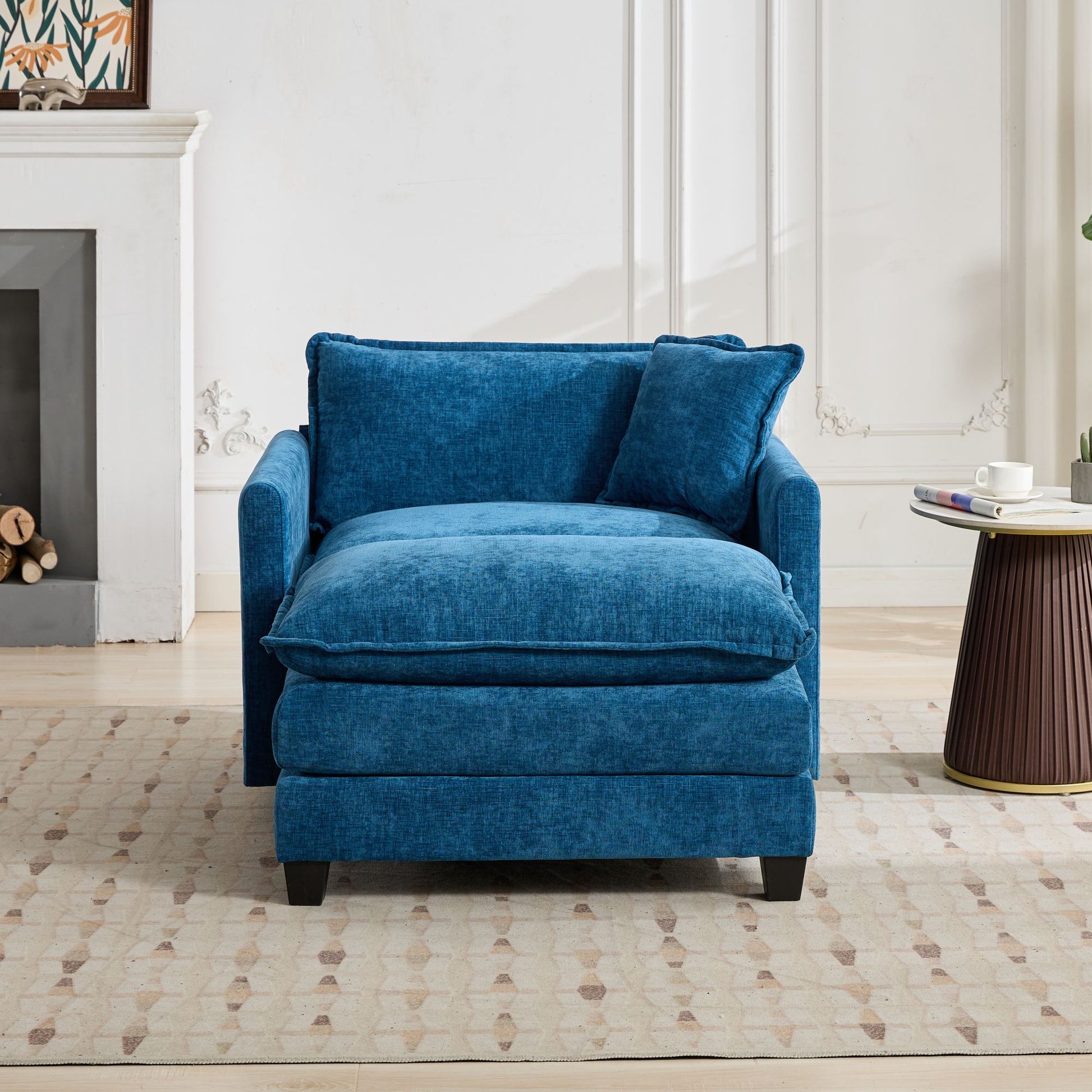 Cloud Sofa one Seat (Armrests are not included), Modern Sectional Couch, for Living Room Bedroom and Apartment, Comfy Double Layer Upholstered Seat Cushion, Breathable Chenille Fabric, Blue image 5