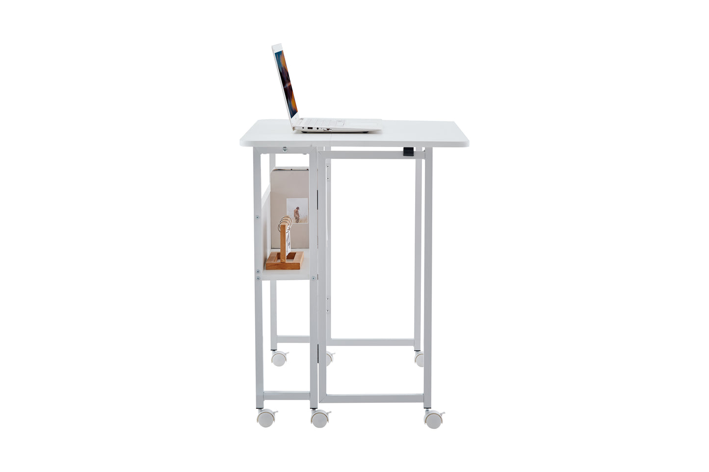 Folding Desk Small Foldable Desk for Small Space, 31.5 Inches Writing Computer Desk in Study, Home Office Foldable Office Desk for Bedroom 80*58,white image 6