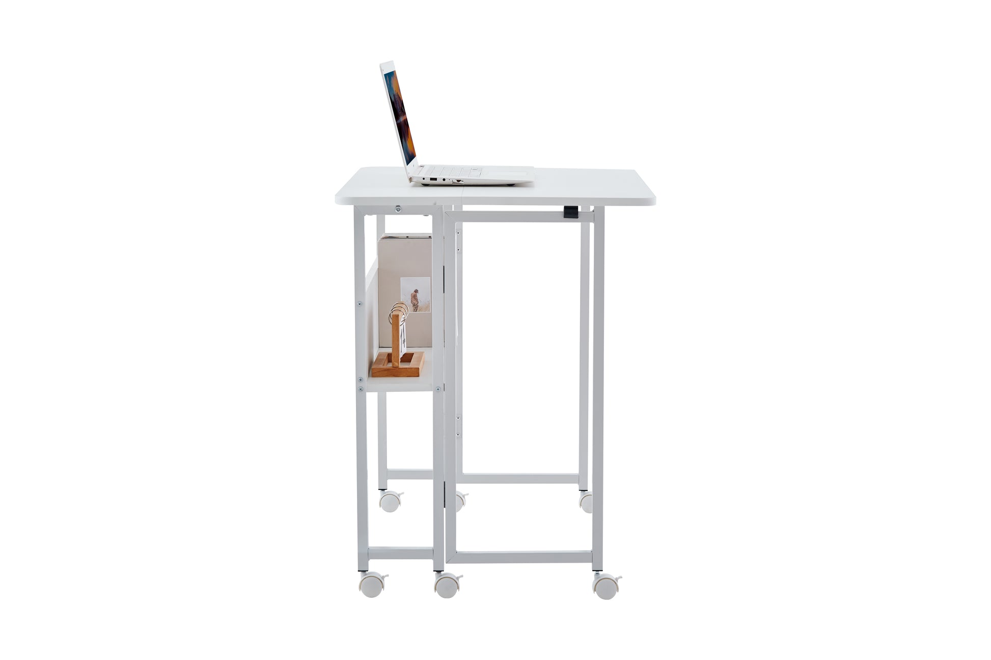 Folding Desk Small Foldable Desk for Small Space, 31.5 Inches Writing Computer Desk in Study, Home Office Foldable Office Desk for Bedroom 80*58,white image 6