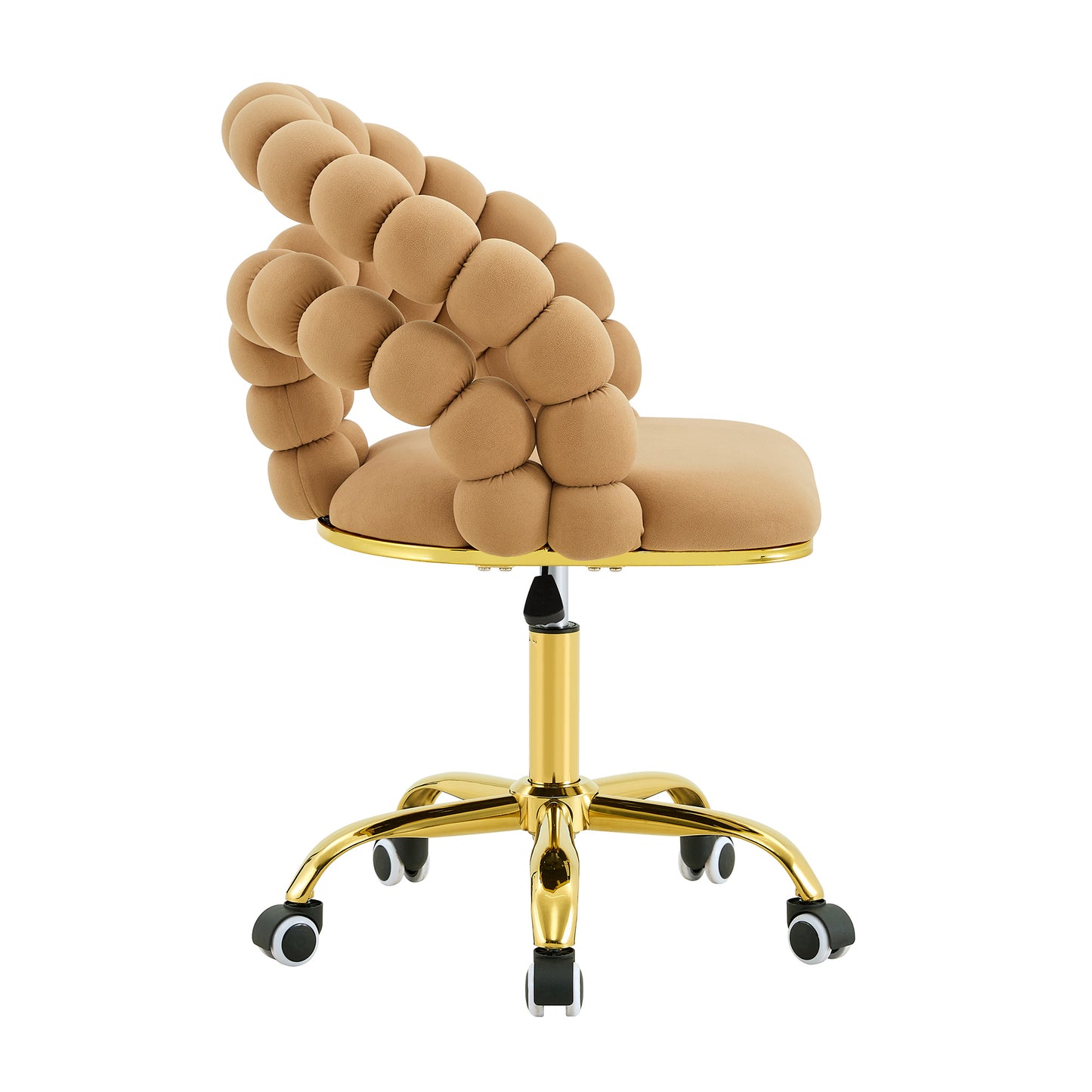Velvet Bubble Back Swivel Office Chair, Adjustable Height Cute Vanity Chair with Gold Base & Wheels for Bedroom, Makeup Room. image 12