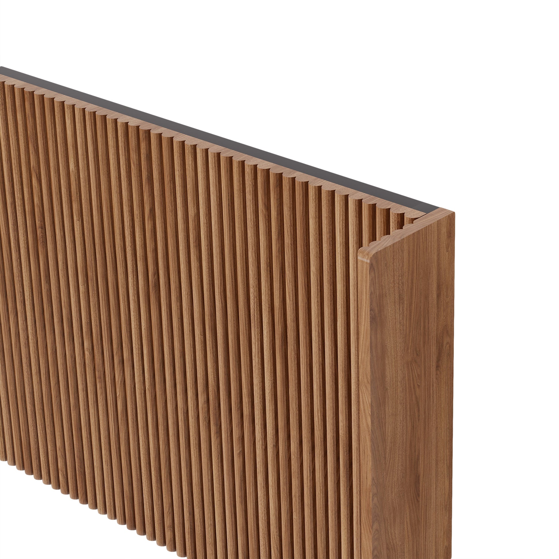Walnut Fluted Wood Headboard, Vertical Ribbed Freestanding Bed Headboard with Adjustable Metal Brackets, Mid-Century Modern Wooden Headboard for Twin Full Queen Size Bed, Space-Sav (Brown color, Queen image 7