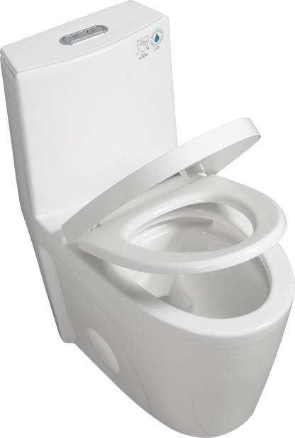 1.1/1.6 GPF Tornado Flush One-Piece Toilet for bathrooms,Siphonic S-trap 12",Elongated Bowl with Soft Close Seat,Powerful Dual Flush MAP 1000g,Comfort Chair Seat ADA Height 17", White 26T01-GW image 2