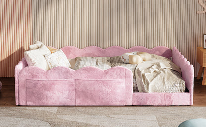 Full Size Upholstered Floor Bed, Pink image 9