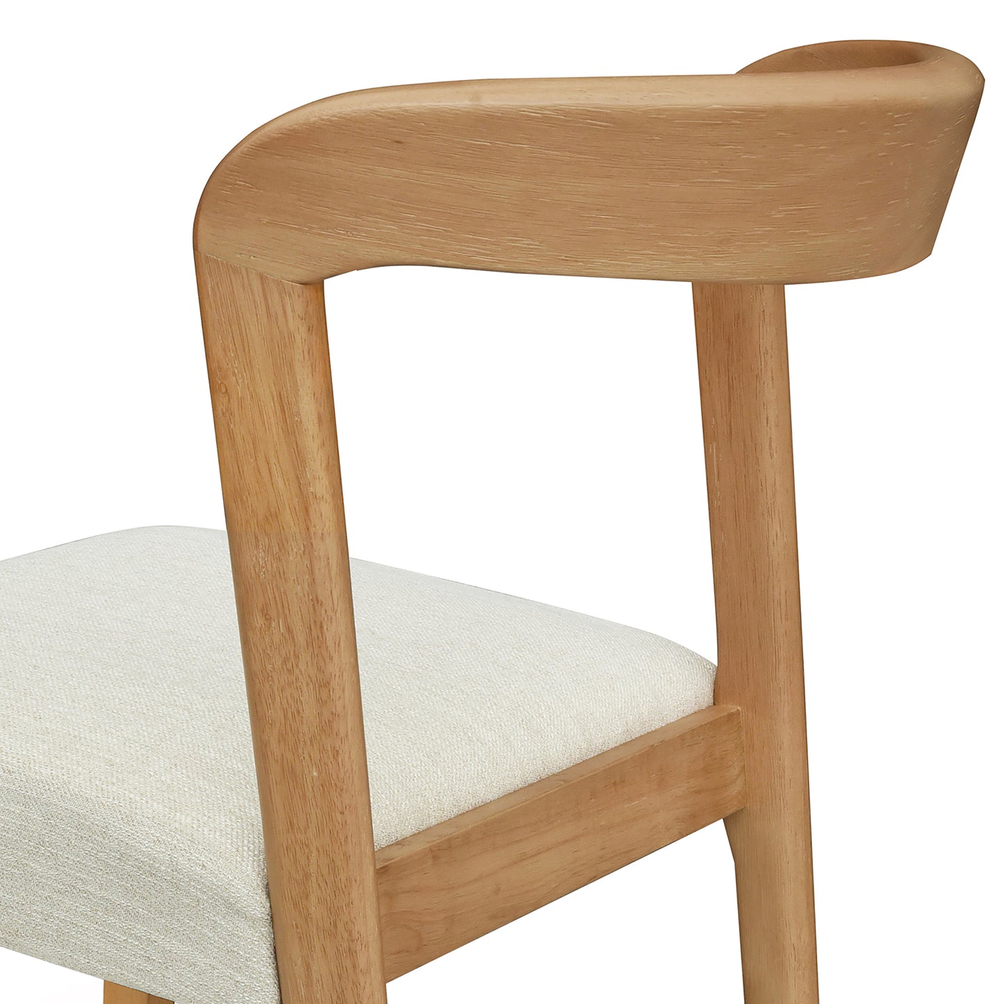Solid Rubber Wood Dining Chairs(Natural Oak+Beige)Set of 2 image 12