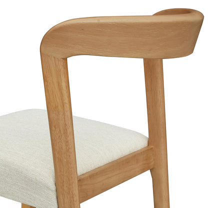 Solid Rubber Wood Dining Chairs(Natural Oak+Beige)Set of 2 image 12