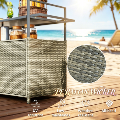 Mobile Bar Cart,Buffet Cabinet,Rattan Storage Cabinet,Outdoor Storage Table,Dining Room Storage Cart,Kitchen Island image 6