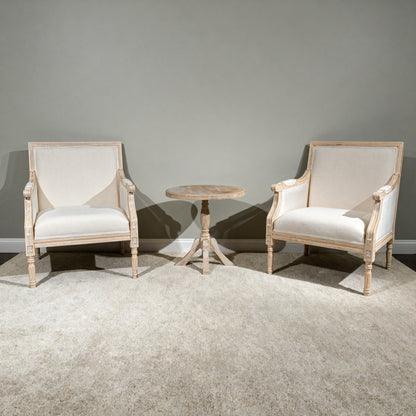 French Accent Chair Traditional Wood Frame Linen Upholstery Distressed Finish Home Decor, Single image 3