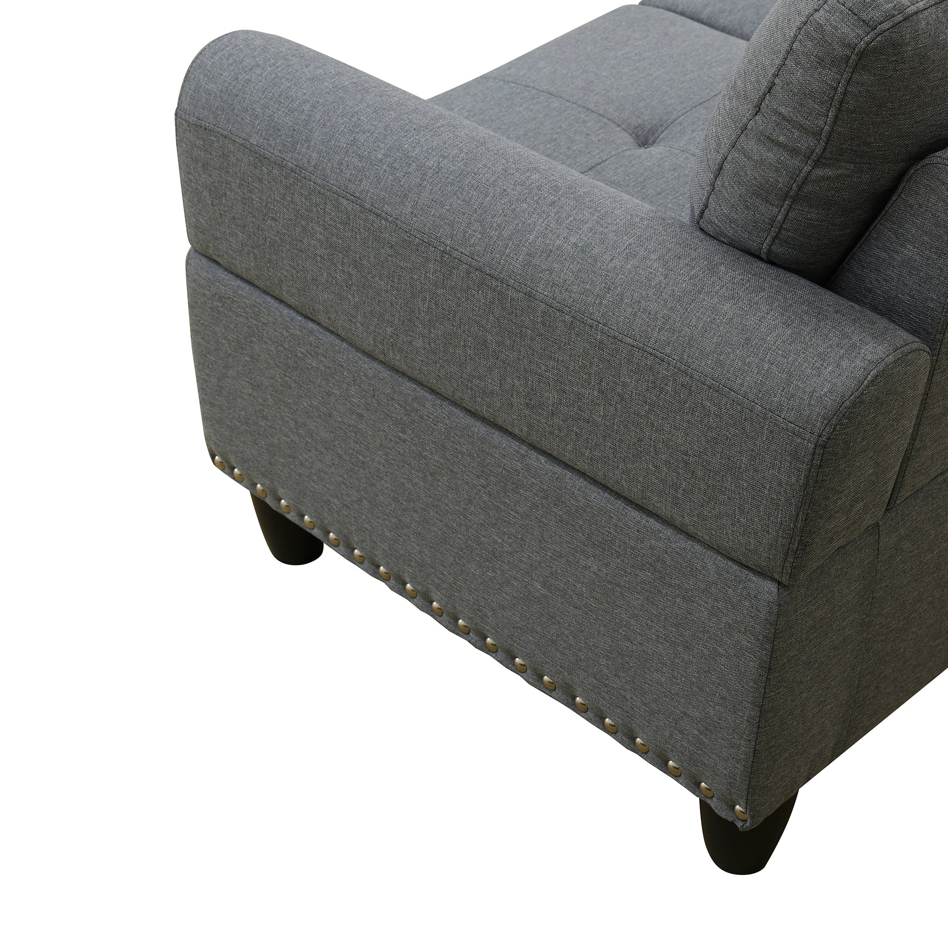 L shape Sectional Sofa Chair with cup holder - Dark Gray-Left image 7