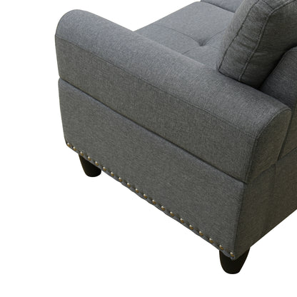 L shape Sectional Sofa Chair with cup holder - Dark Gray-Left image 7