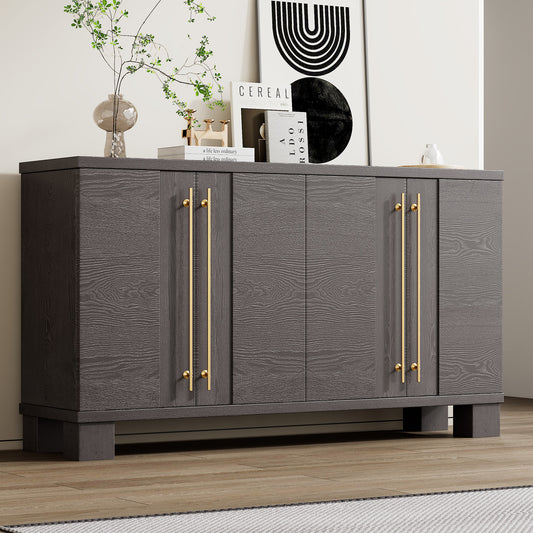 TREXM Sideboard Buffet Cabinet with Storage, Wood Sideboard with Adjustable Shelves and Gold Handles for Kitchen, Dining Room and Living Room (Taupe) image 1