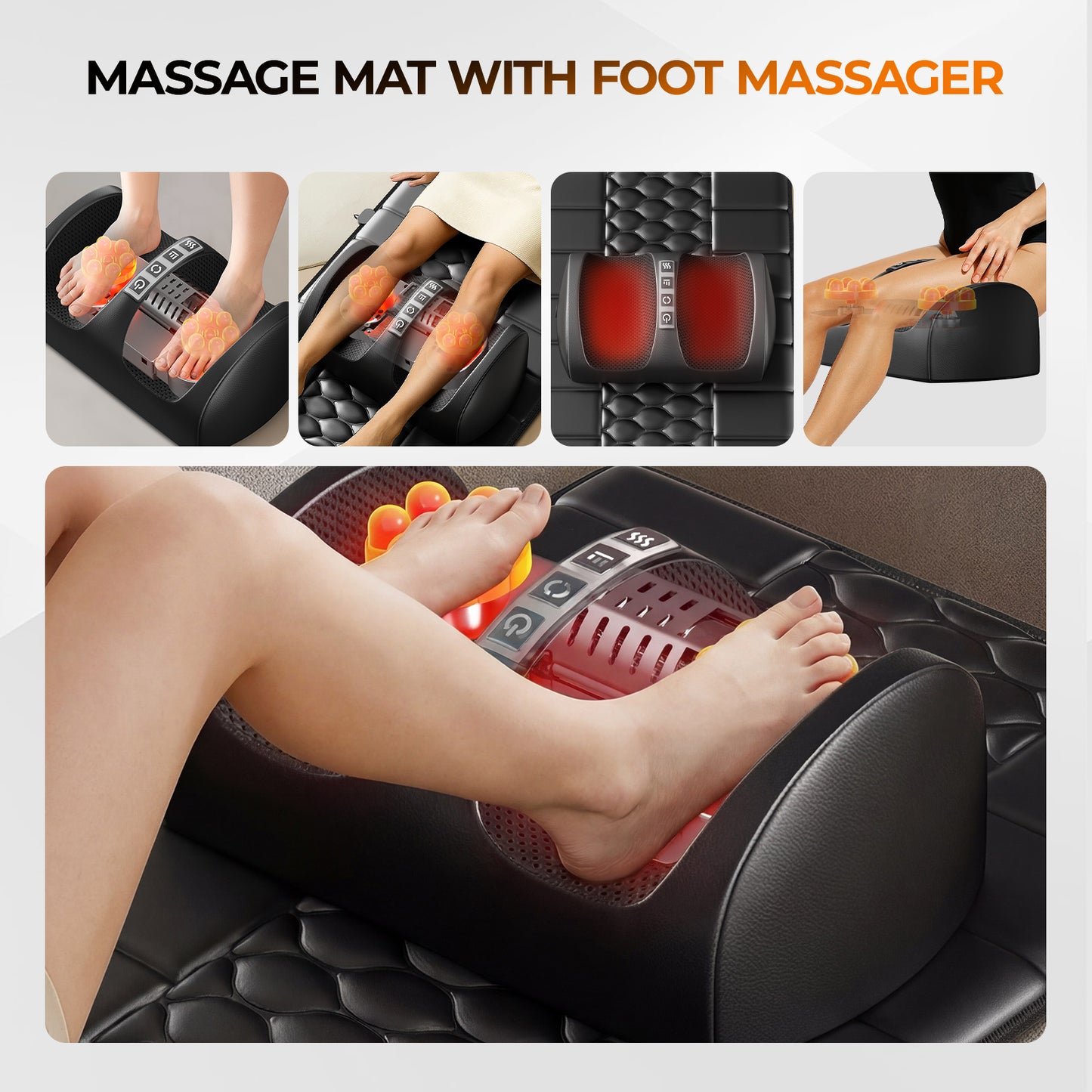 Full Body Massage Mat with Heat, 10 Vibration Massage Nodes & Adjustable Head Pillow, Foldable Design for Back Neck Leg Pain Relief, Remote Control image 8