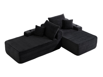 69" Cloud Sectional Couch, L-Shape Chaise with R-Shape Chaise with Deep Seat and Comfortable 2 Seater Couch for Modern Living Room,(Plush Fabric),Black image 10