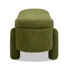 Hugo 49" Oval Fully Upholstered Storage Bench, Moss Green Boucle