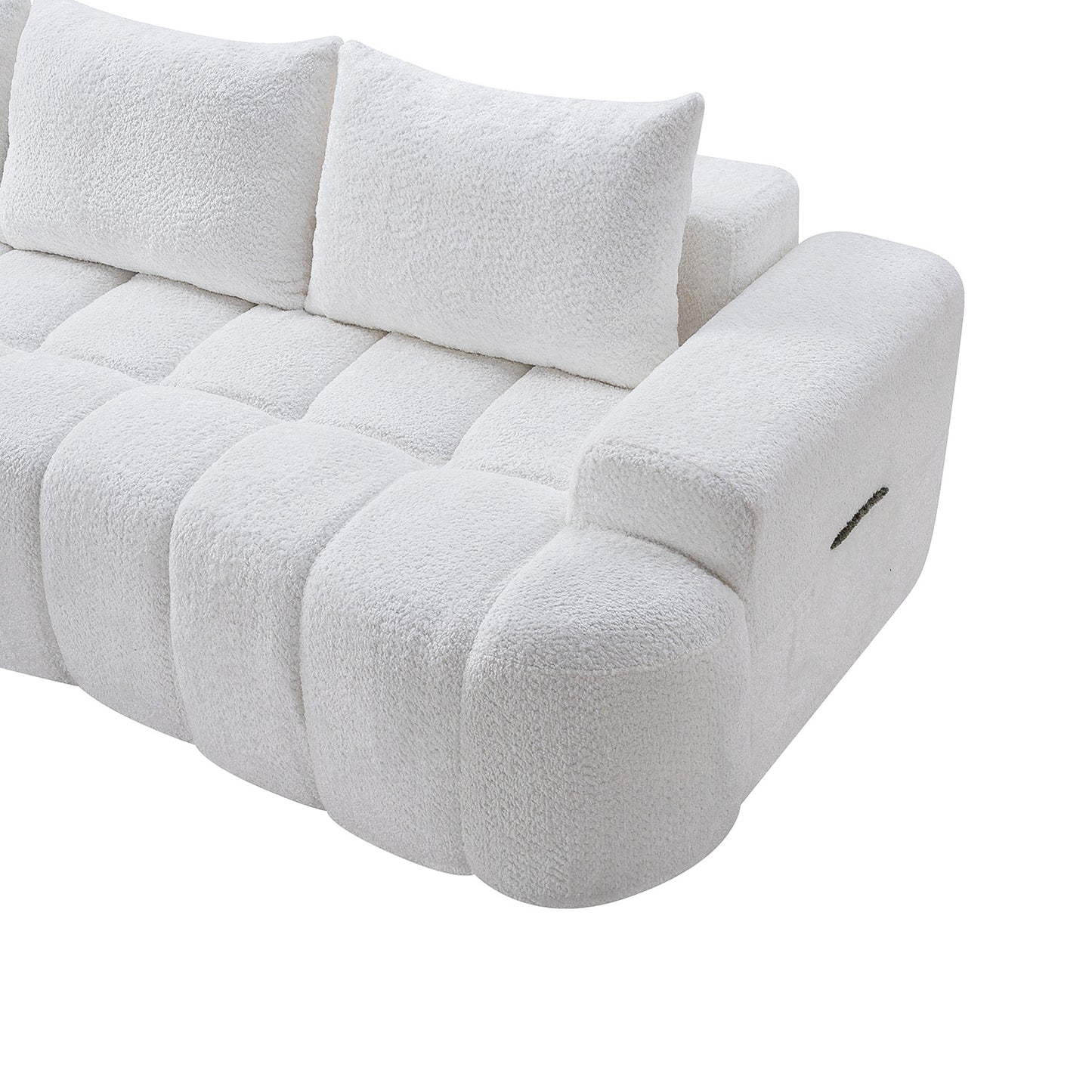 100" Extra Large Curved Front Compressed Sectional Sofa, 3-Seat Cloud-Like Boucle Couch with High Resilience Foam, Easy to Move & Ship, Modern Oversized Sofa for Living Room image 9