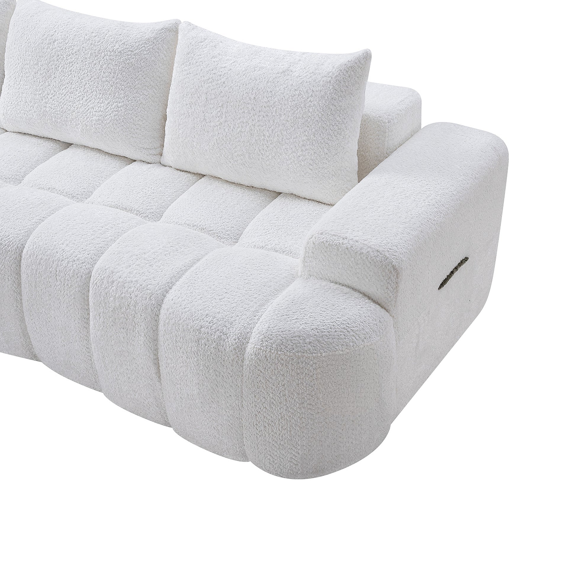 100" Extra Large Curved Front Compressed Sectional Sofa, 3-Seat Cloud-Like Boucle Couch with High Resilience Foam, Easy to Move & Ship, Modern Oversized Sofa for Living Room image 9