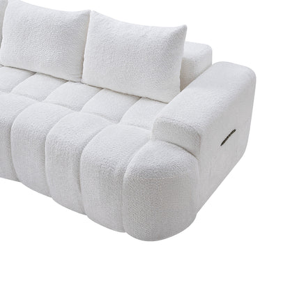 100" Extra Large Curved Front Compressed Sectional Sofa, 3-Seat Cloud-Like Boucle Couch with High Resilience Foam, Easy to Move & Ship, Modern Oversized Sofa for Living Room image 9