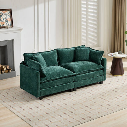 Cloud Sofa LoveSeat (Ottoman is not included), Modern Sectional Couch, for Living Room Bedroom and Apartment, Comfy Double Layer Upholstered Seat Cushion, Breathable Chenille Fabric, Green,SW5012GN image 2