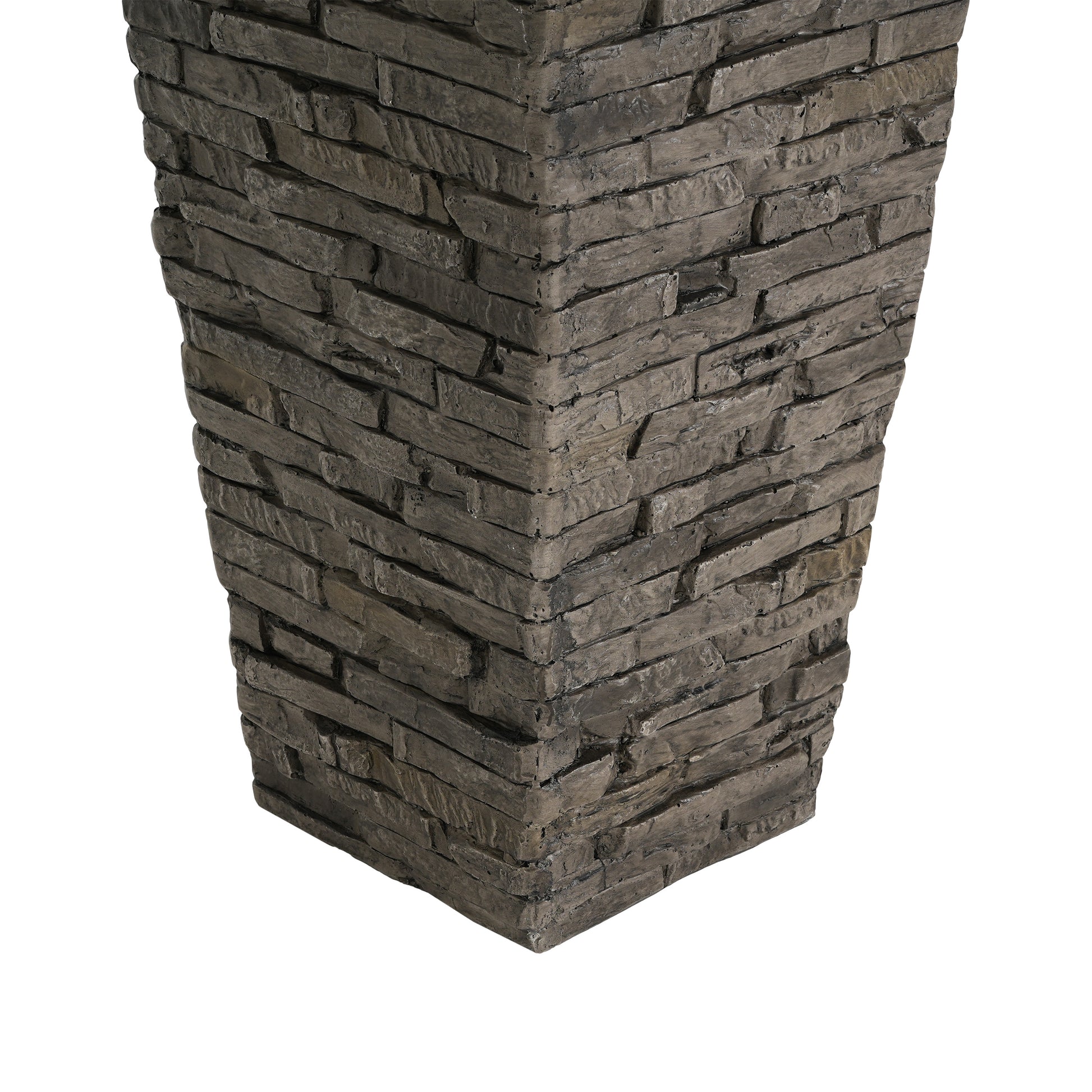 Tall Grey Stone-Effect MGO Planter - Indoor Outdoor Tall Square Plant Pot with Realistic Brick Texture, Weatherproof Heavy-Duty Container for Trees, Shrubs & Large Plants image 12