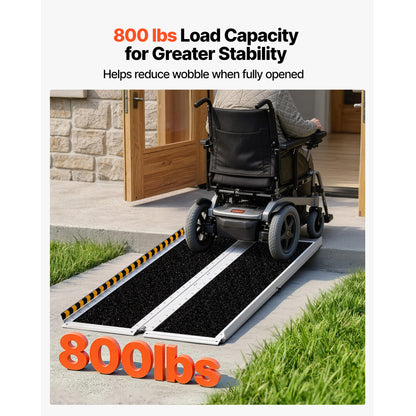 Portable Wheelchair Ramp, 5FT, Non-Slip Aluminum Folding Handicap Ramp for Wheelchair, 800 lbs Capacity, Door Threshold Ramps for Home Steps, Stairs, Entry, Threshold, Doorways, Scooter, Curbs image 6