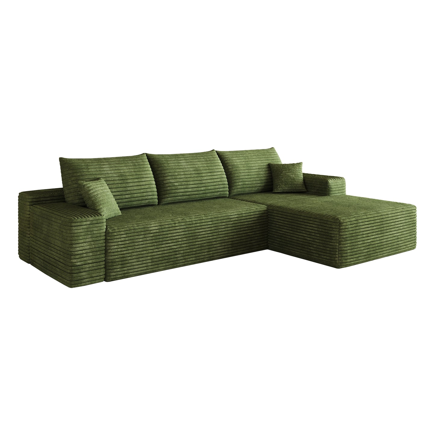 107" Cloud Sectional Couch with L-Shape Chaise,Modern Modular Sofa with Deep Seat, Upholstered Couches for Living Room Bedroom,No Assembly Required, (Plush Corduroy Fabric),Green image 7