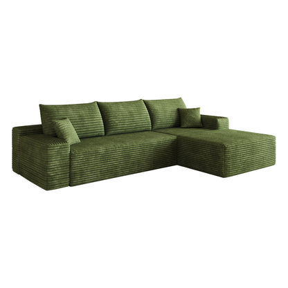 107" Cloud Sectional Couch with L-Shape Chaise,Modern Modular Sofa with Deep Seat, Upholstered Couches for Living Room Bedroom,No Assembly Required, (Plush Corduroy Fabric),Green image 7