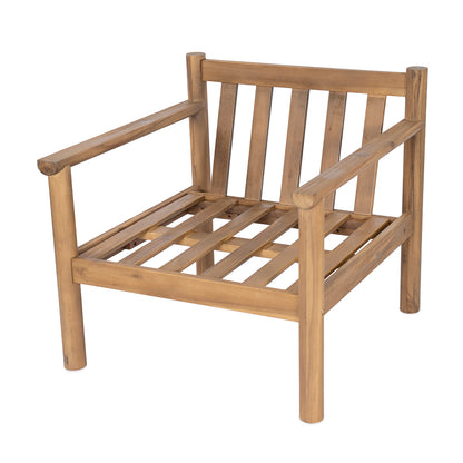 28" Mid-Century Modern Acacia Wood Outdoor Patio Chair, Weather-Resistant Deep Seating Lounge Chair with Bolster Pillow & Thick Cushions, Solid Wood Frame Accent Chair for Backyard, Poolside & Deck image 7