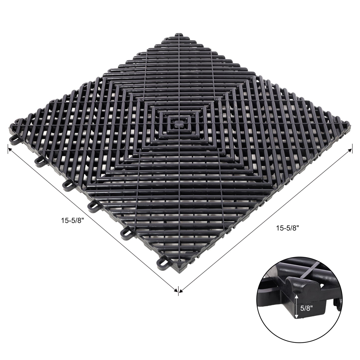 25pcs Plastic Garage Floor Mats,15.6"x15.6" Size,Non-Slip Interlocking Plastic Garage Floor Mat,Splicing Drainage Floor Tile and Shower Mat, for Garage, Garden, Kitchen & Outdoor, Black image 11