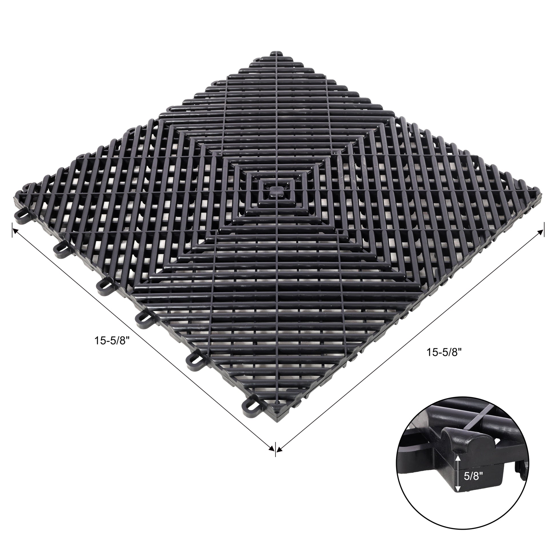 25pcs Plastic Garage Floor Mats,15.6"x15.6" Size,Non-Slip Interlocking Plastic Garage Floor Mat,Splicing Drainage Floor Tile and Shower Mat, for Garage, Garden, Kitchen & Outdoor, Black image 11