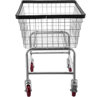 Wire Laundry Cart, 2.5 Bushel Wire Laundry Basket with Wheels, 21''x27''x27.5'' Commercial Wire Laundry Basket Cart, Steel Frame with Chrome Finish, 4inch Casters, Wire Basket Cart For Laundry image 3