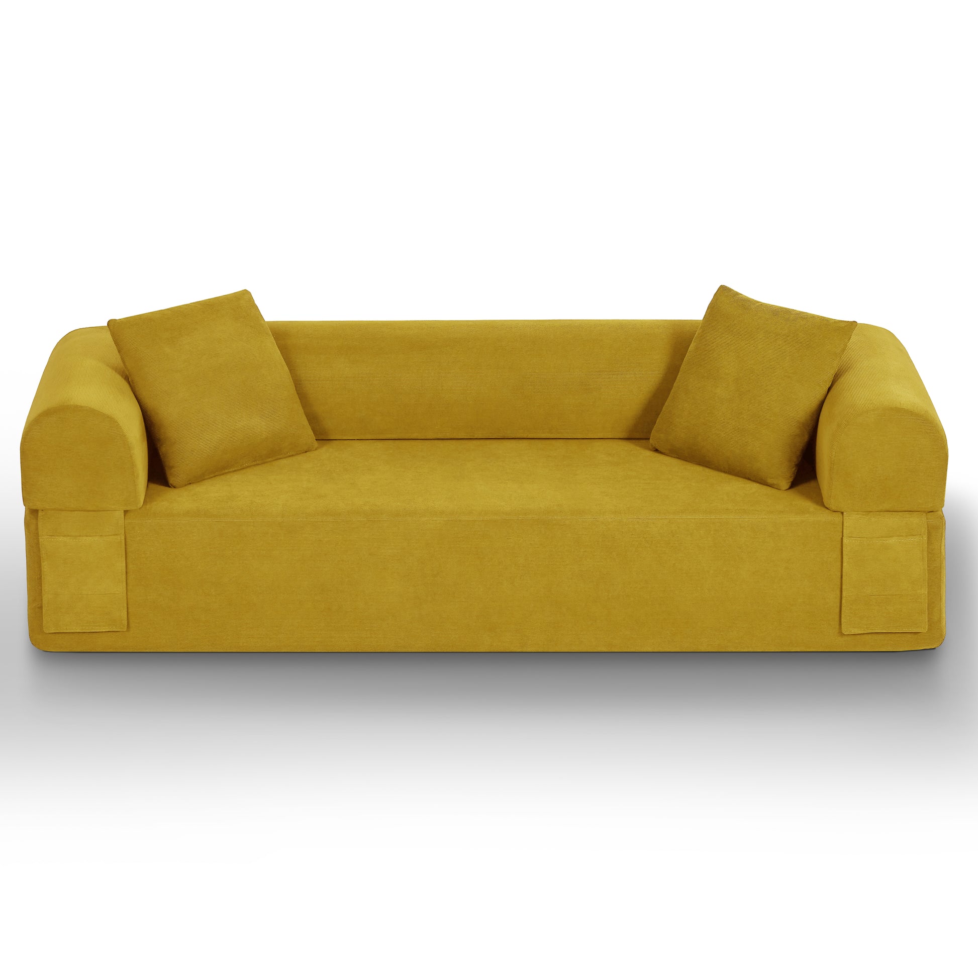 3-seater boneless sofa couch in corduroy fabric, front view, no assembly needed