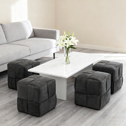 Ottoman Foot Rest Soft and Comfortable Ottoman Square Corduroy Woven Design Sofa Stool (Grey) image 6